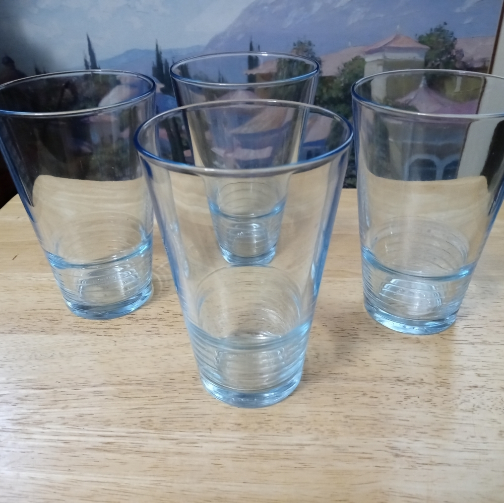 IKEA LIGHT BLUE 3 DRINKING GLASSπ·SIZE 5.75"Γ3.75",MADE IN BULGARIA. π - Picture 5 of 7
